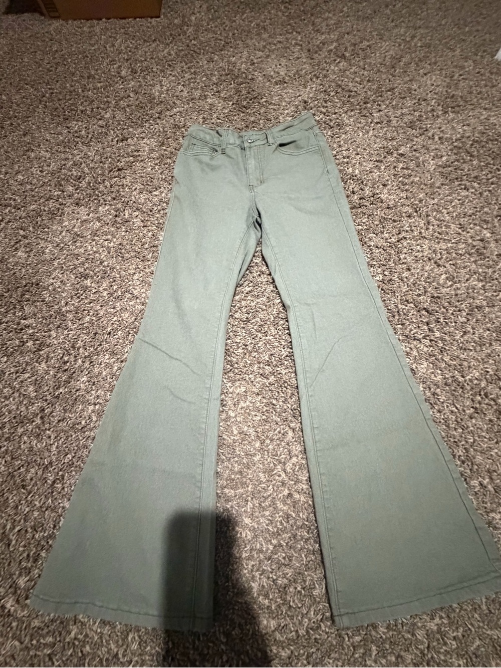 G.I.L.I. Wide Leg Flare Jeans in Sage Green